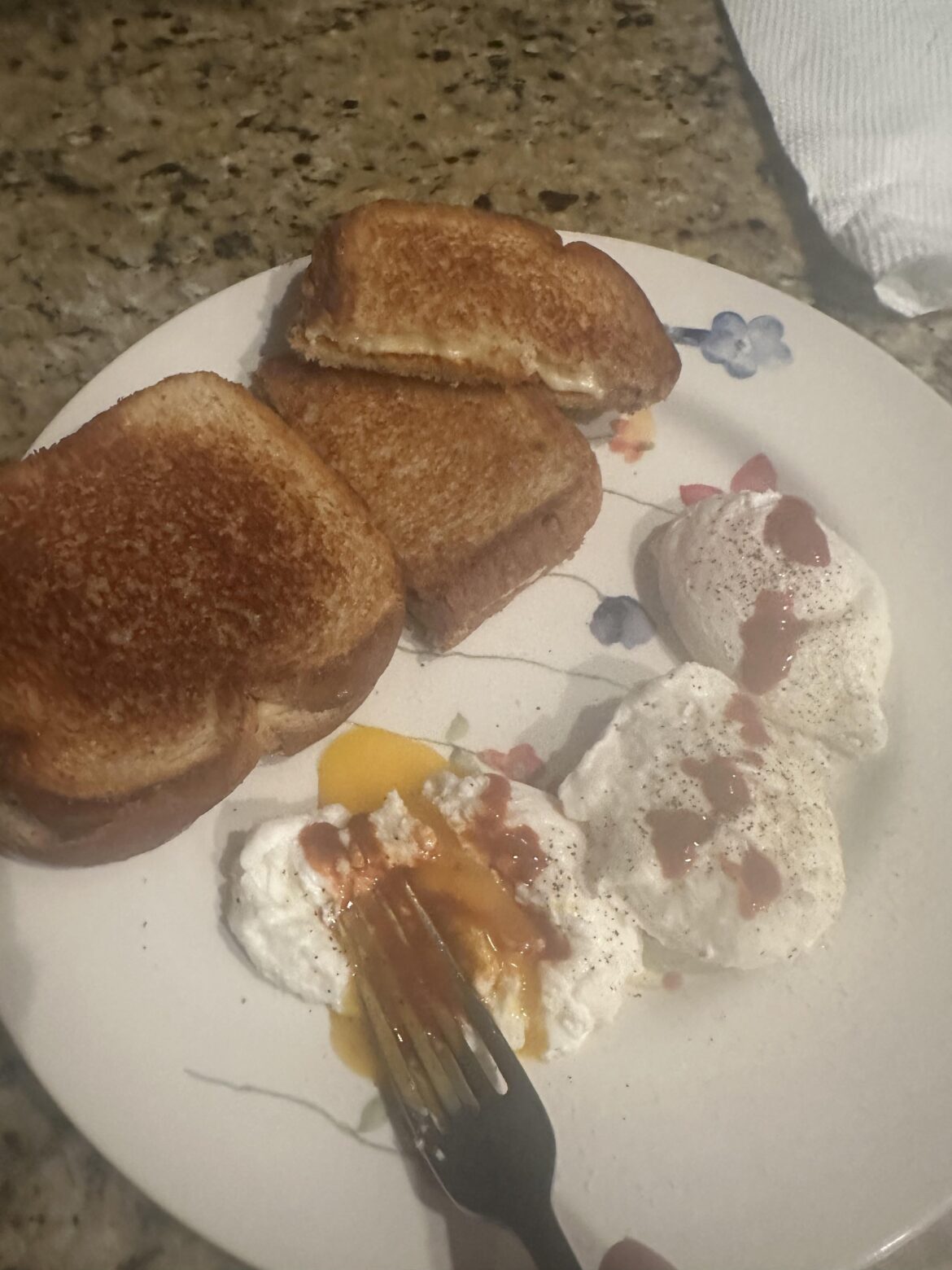 Grilled cheese with poached eggs