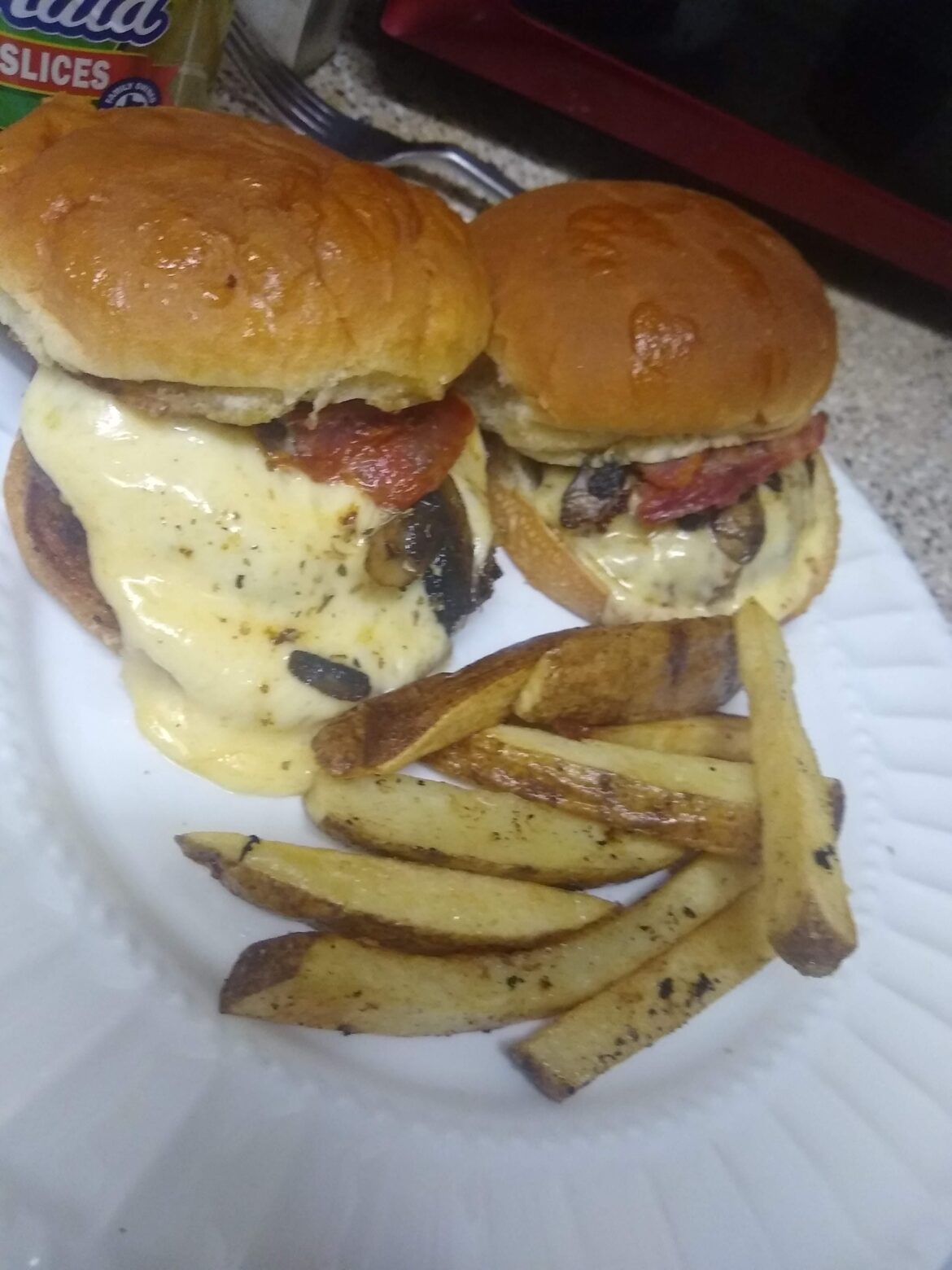 Gouda and bacon cheeseburger