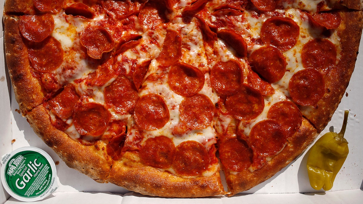 Papa Johns pepperoni pizza in box