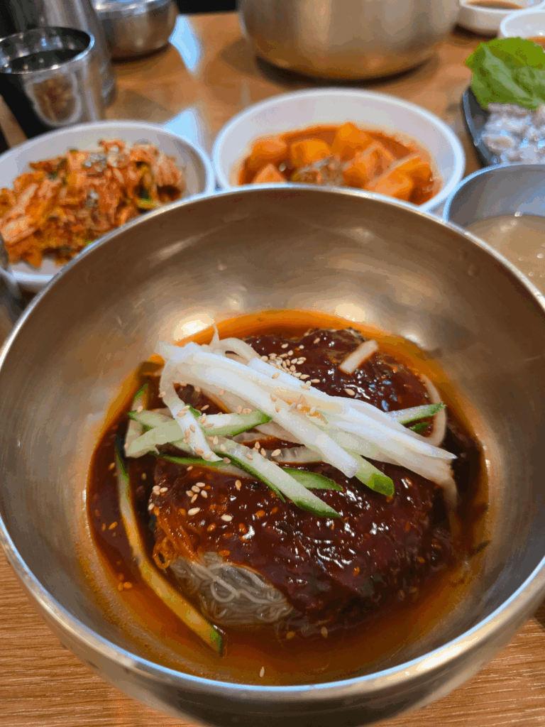 Korean cold noodles aka Naengmyeon (냉면)