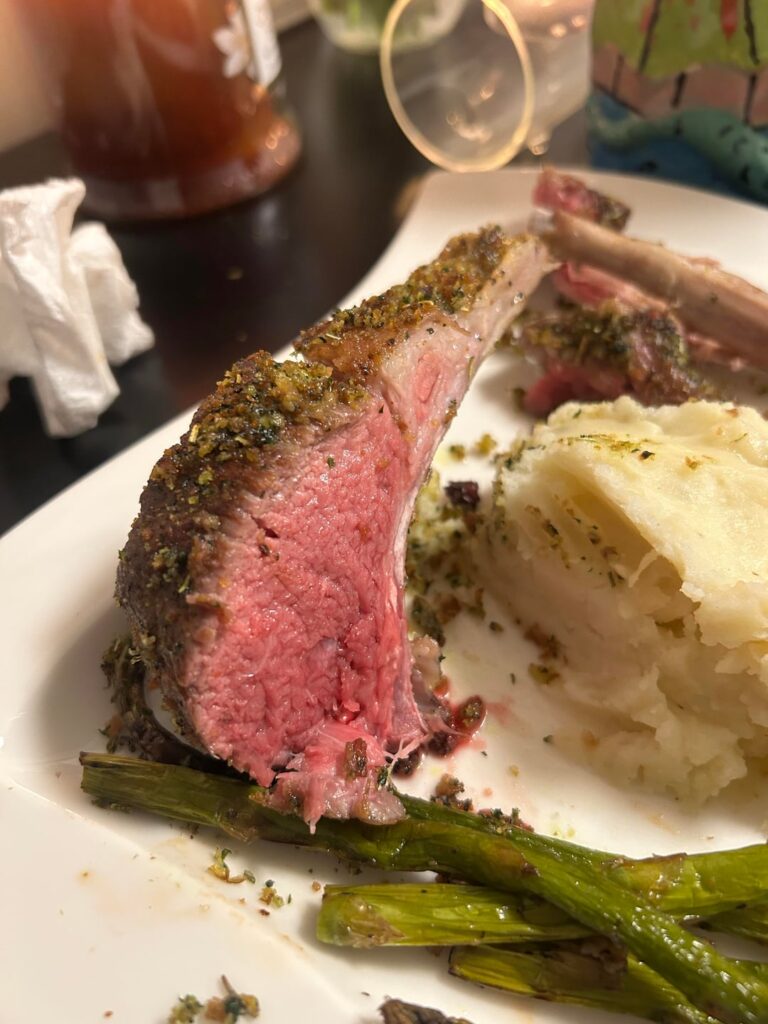 Valentines herb crusted lamb rack
