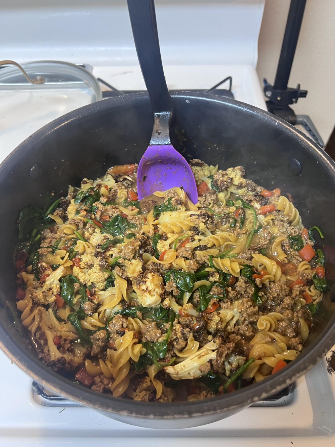 Beef n Veg Chickpea Pasta Stew