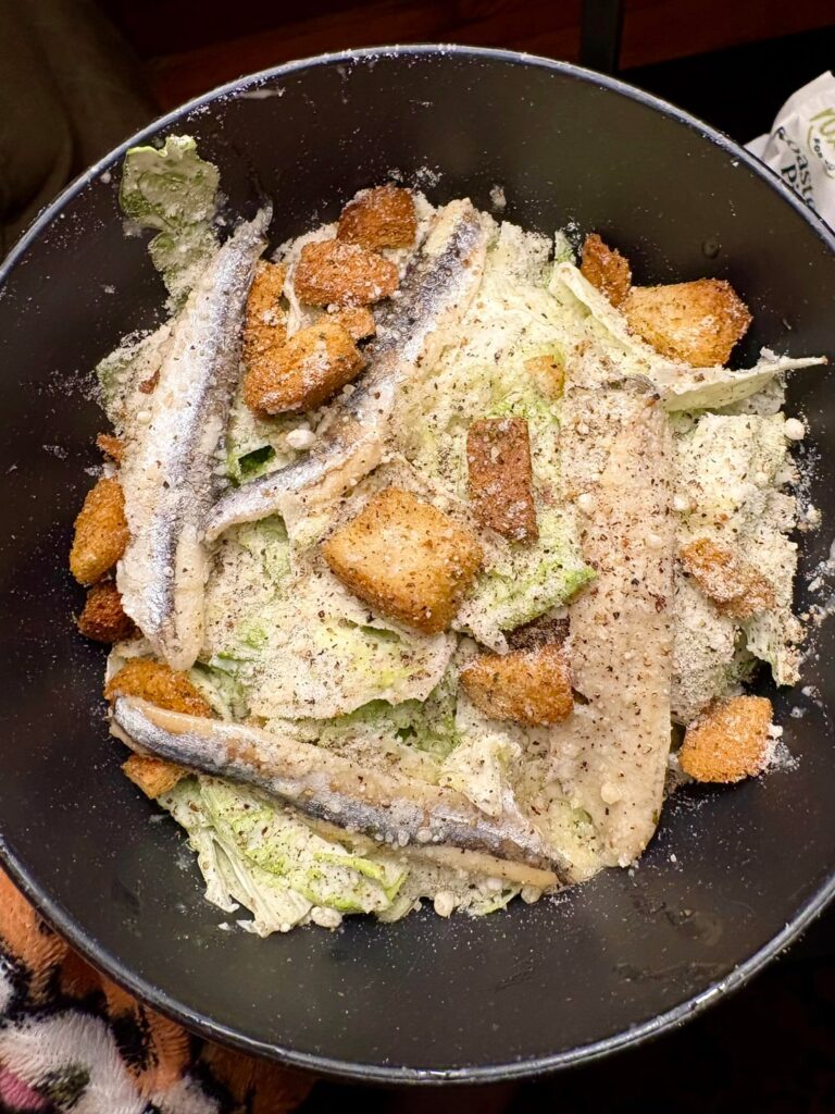 Dirty Caesar salad with fresh white anchovies ❤️