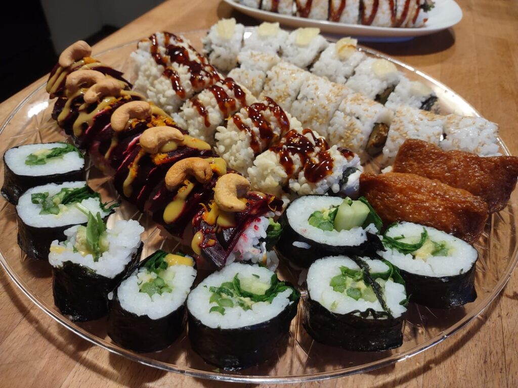Valentine's Day vegan sushi