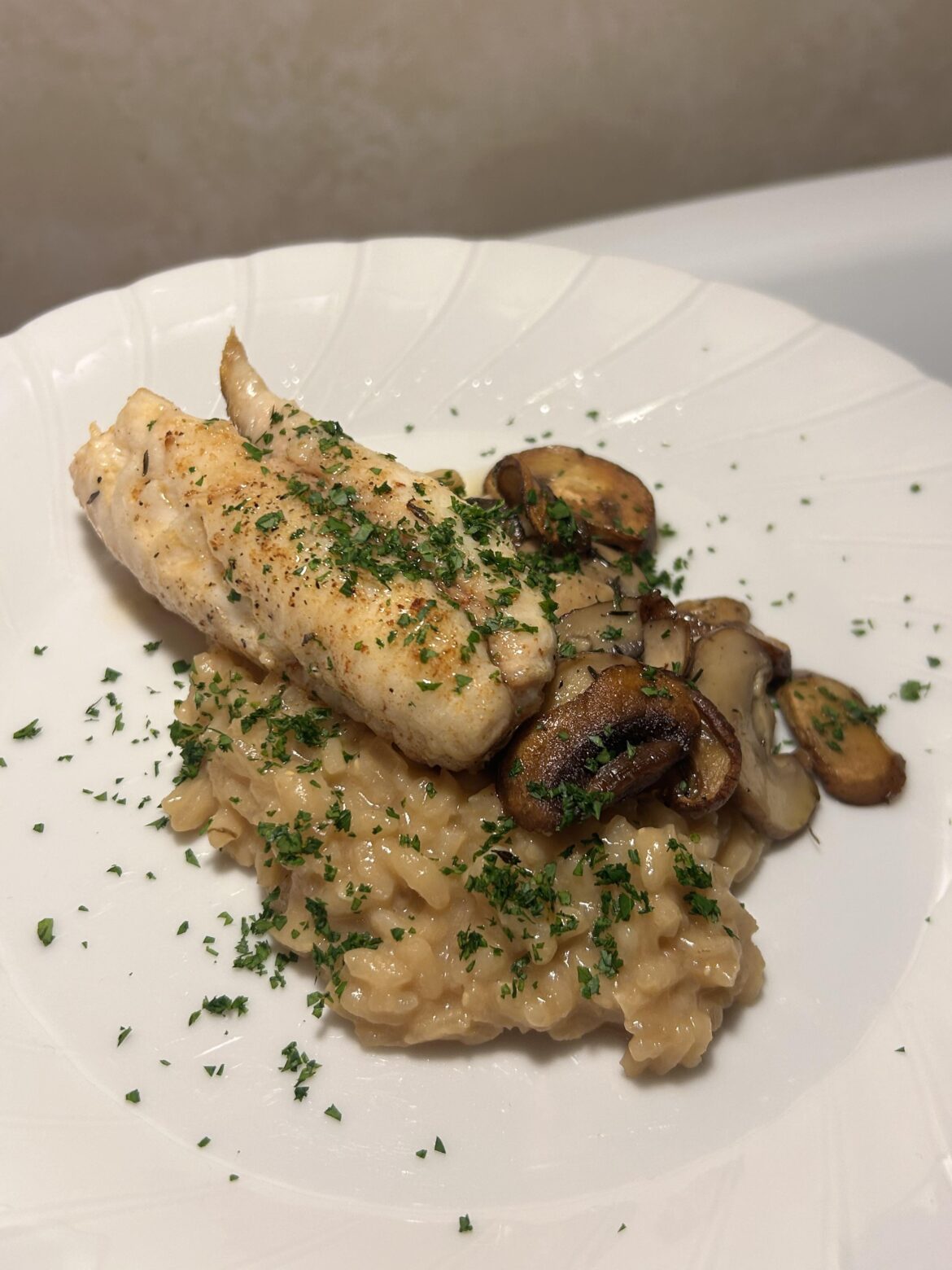 Yellowtail snapper- risotto