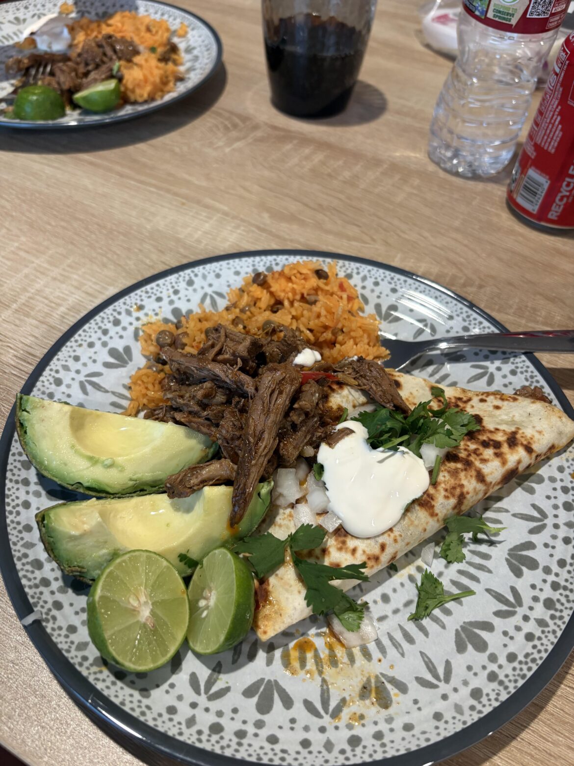 Beef tacos,rice and avocados!