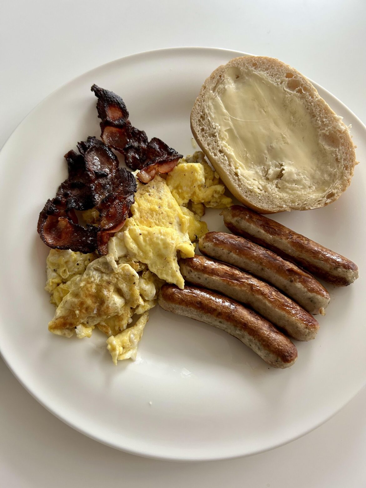 Eggs, sausages, bacon