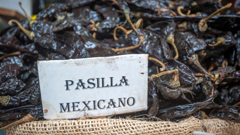 Basket of pasilla chiles
