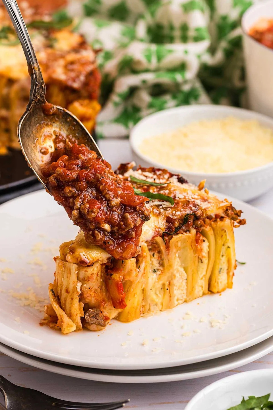 Stuffed Rigatoni Pasta Pie - Photo Credit: xoxoBella.