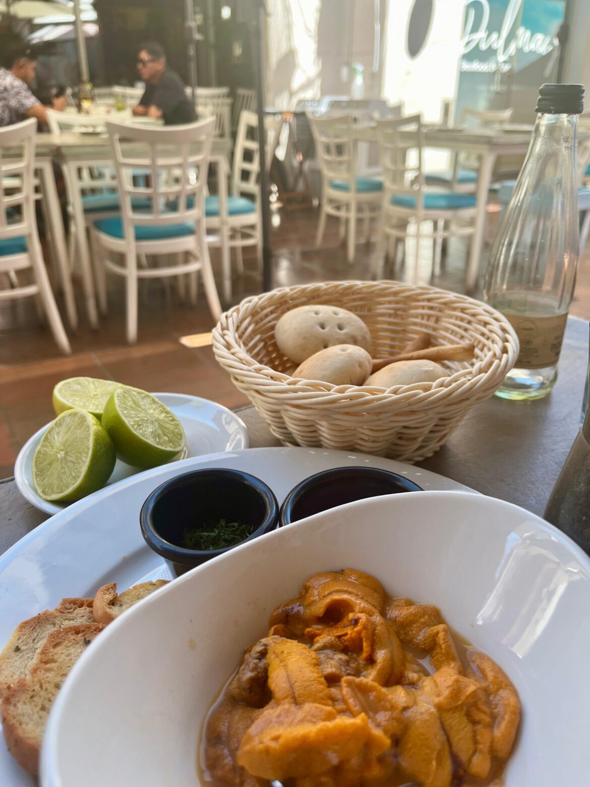 Tried fresh sea urchin (erizos) in Santiago, Chile