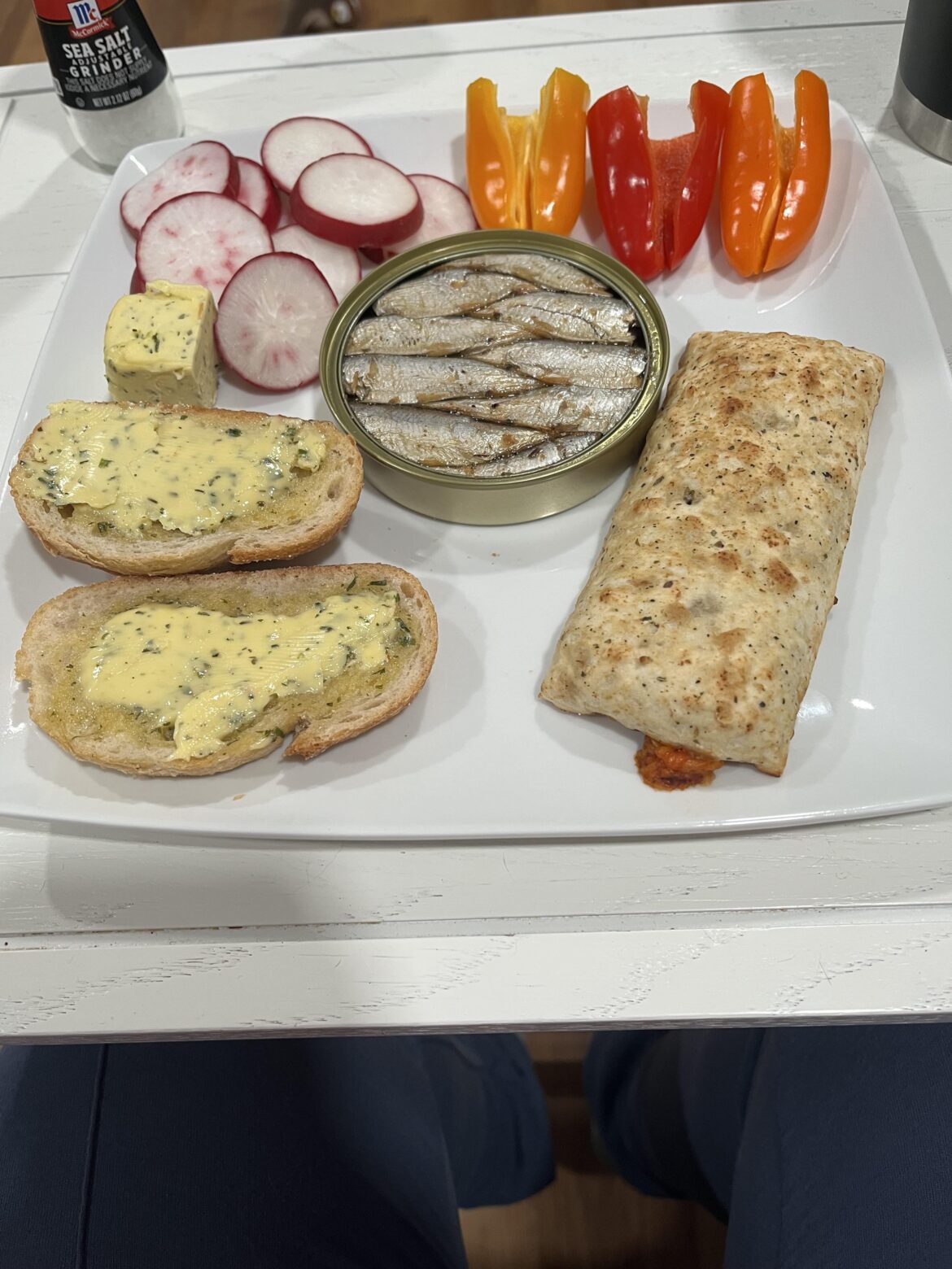 Girl dinner with Brunswick sardines