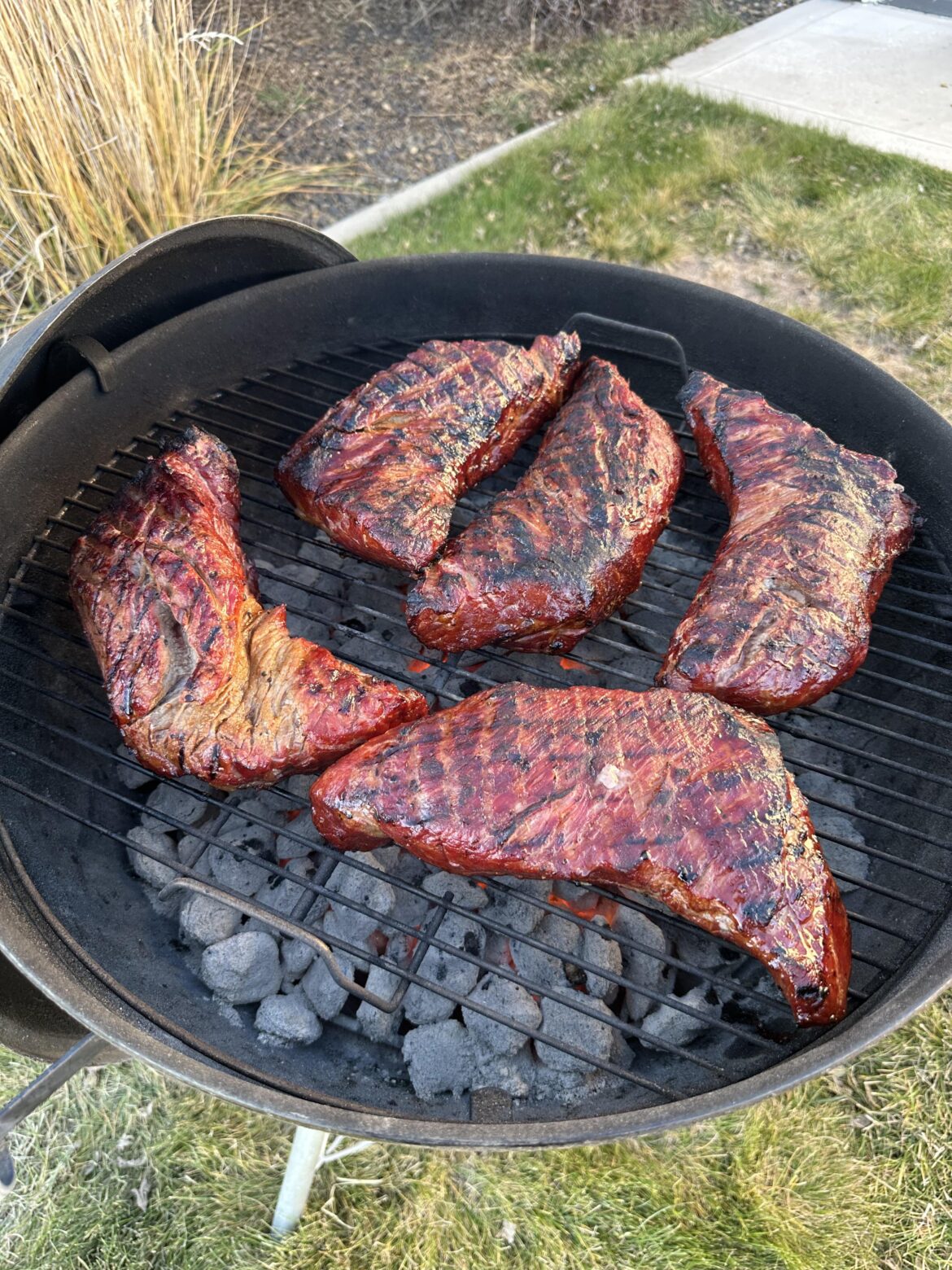 Tritips seared over charcoal.