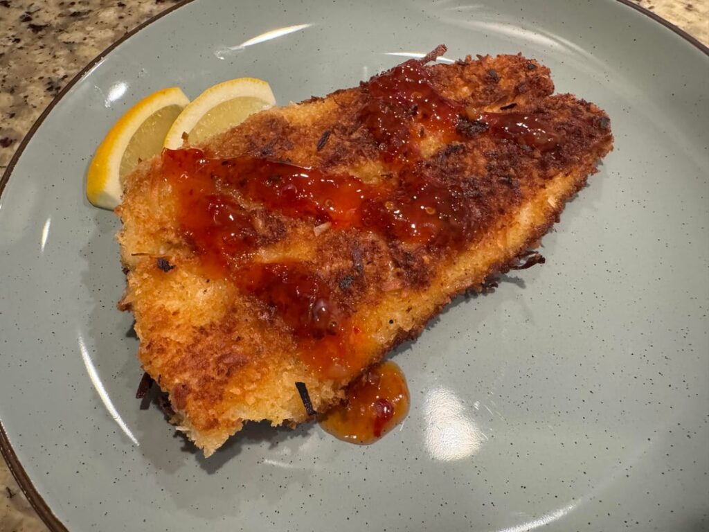 Coconut crusted grouper