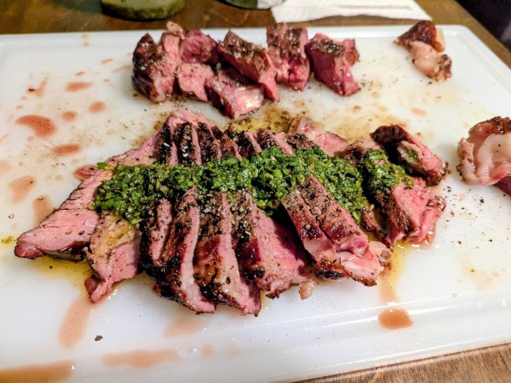 Smoked ribeye with chimichurri