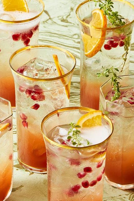 refreshing summer drinks pomegranate thyme spritz