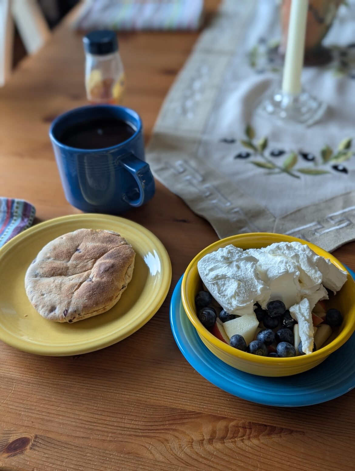 Pita with dates, Greek yogurt, honey, and fruit