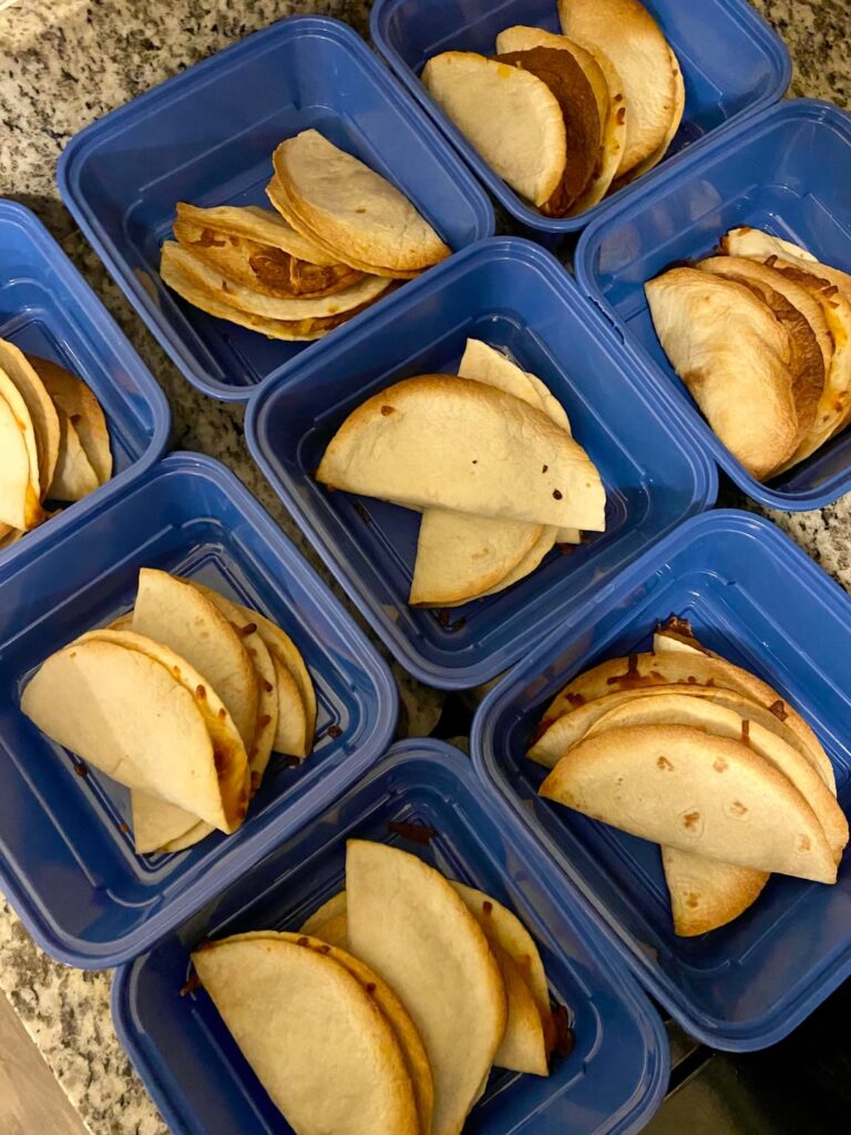 Mini bean and cheese tacos