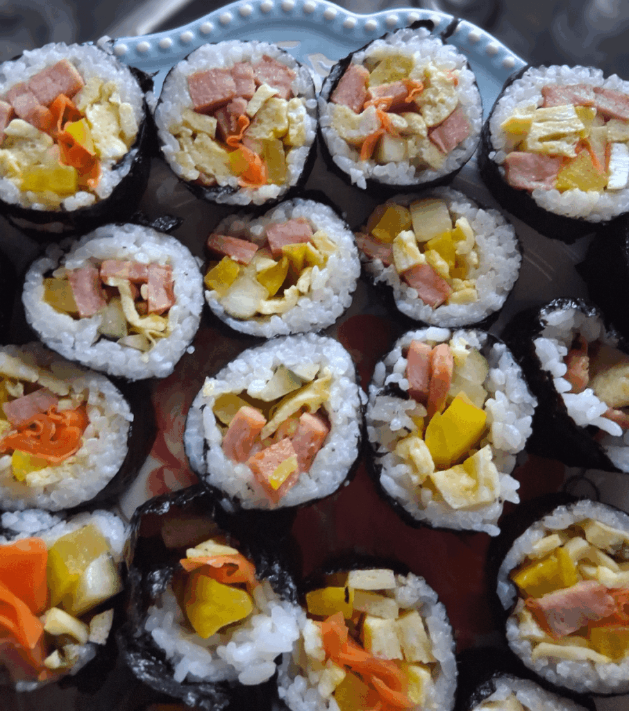 First attempt at gimbap (no mat)