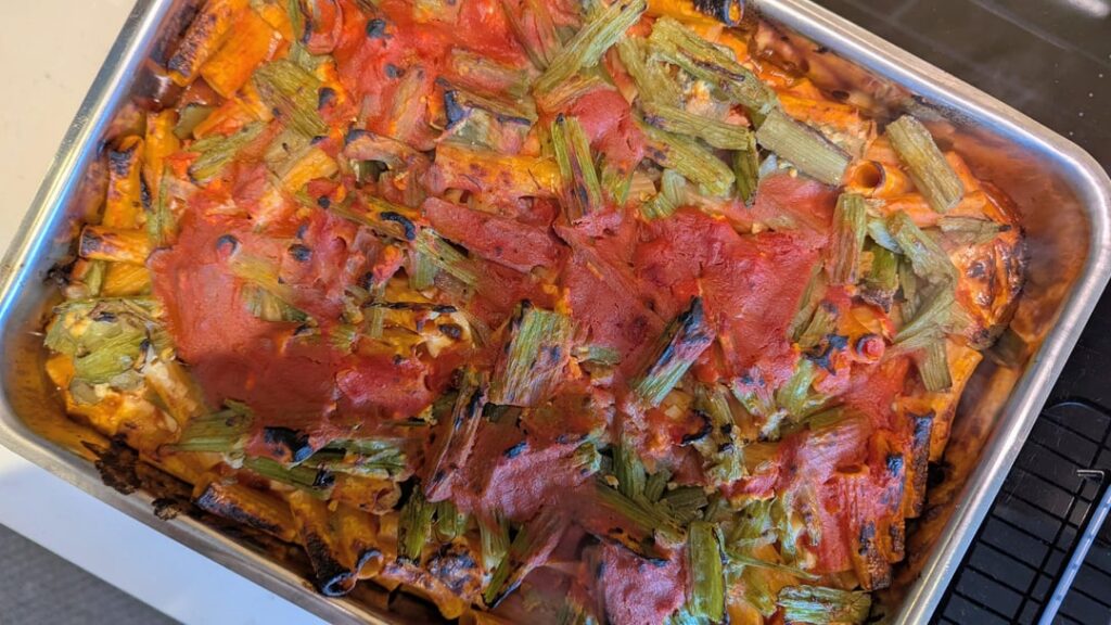 Baked pasta with cardoons (and focaccia barese)