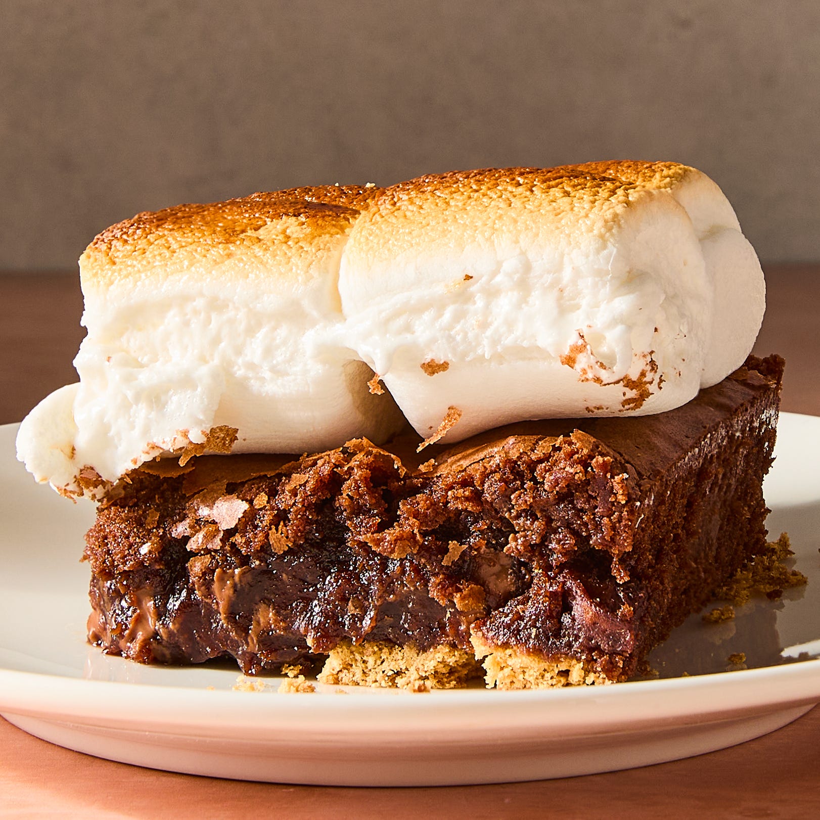 chocolate brownies topped with toasted marshmallows