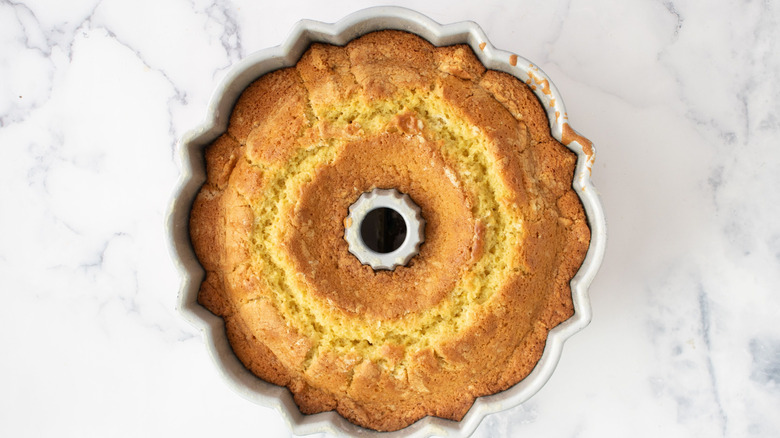 Bundt cake in pan