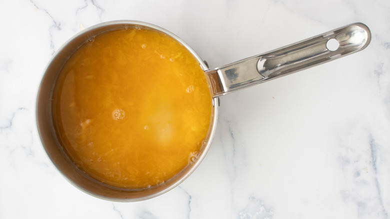 Orange glaze in saucepan