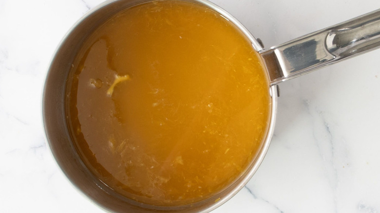 Orange glaze in saucepan
