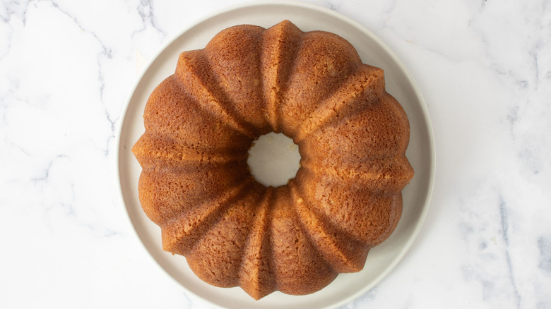 Bundt cake on serving platter
