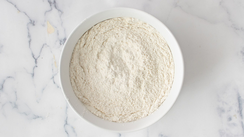 Flour mixture in white bowl