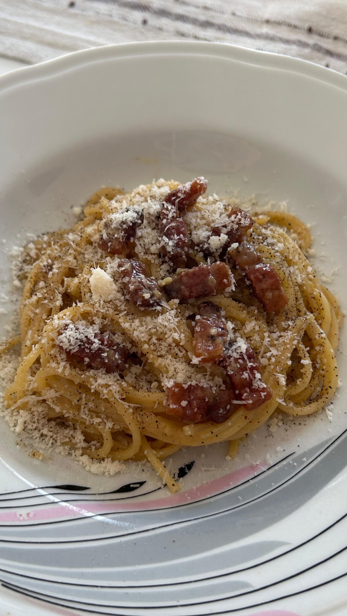 First pasta I ever made (Carbonara)