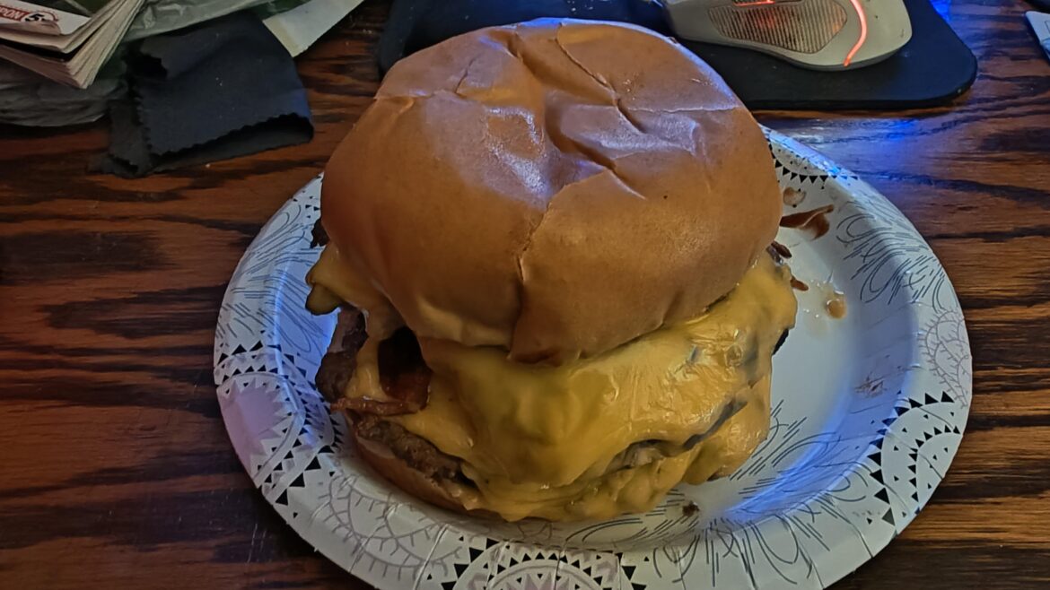 Bacon Double, quad cheese.