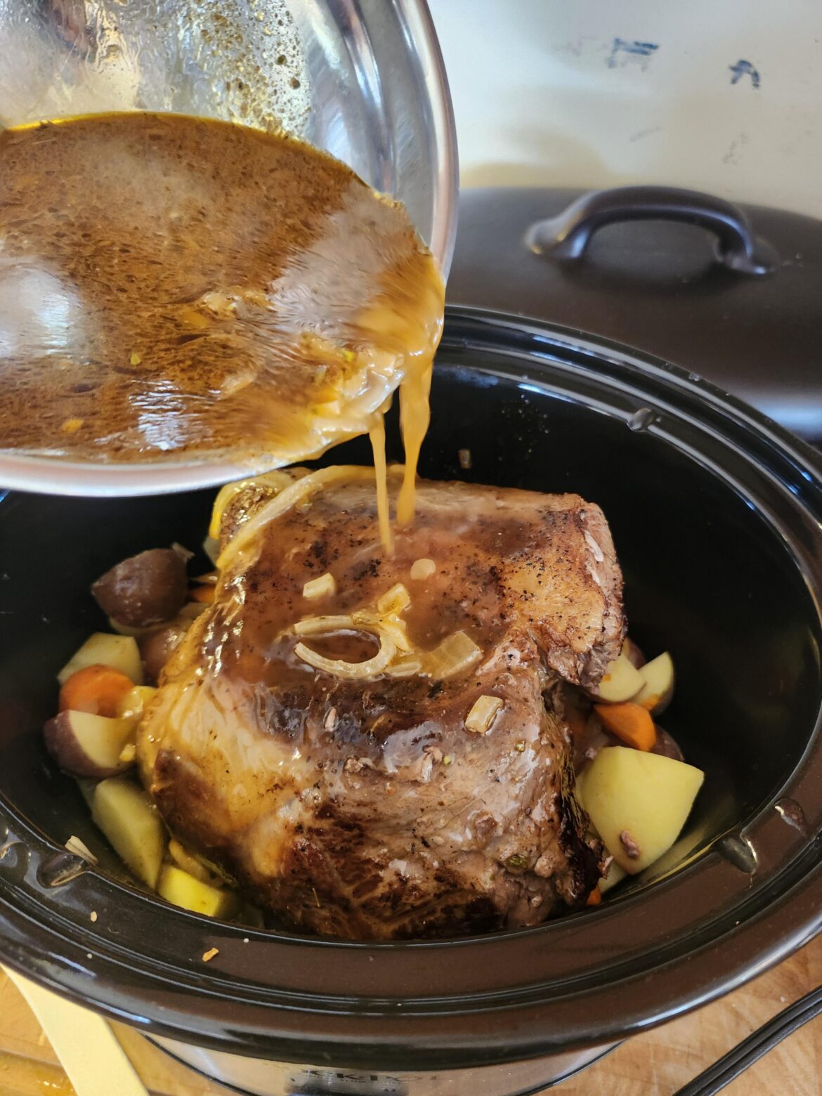 Slow cooking a boneless lamb leg today