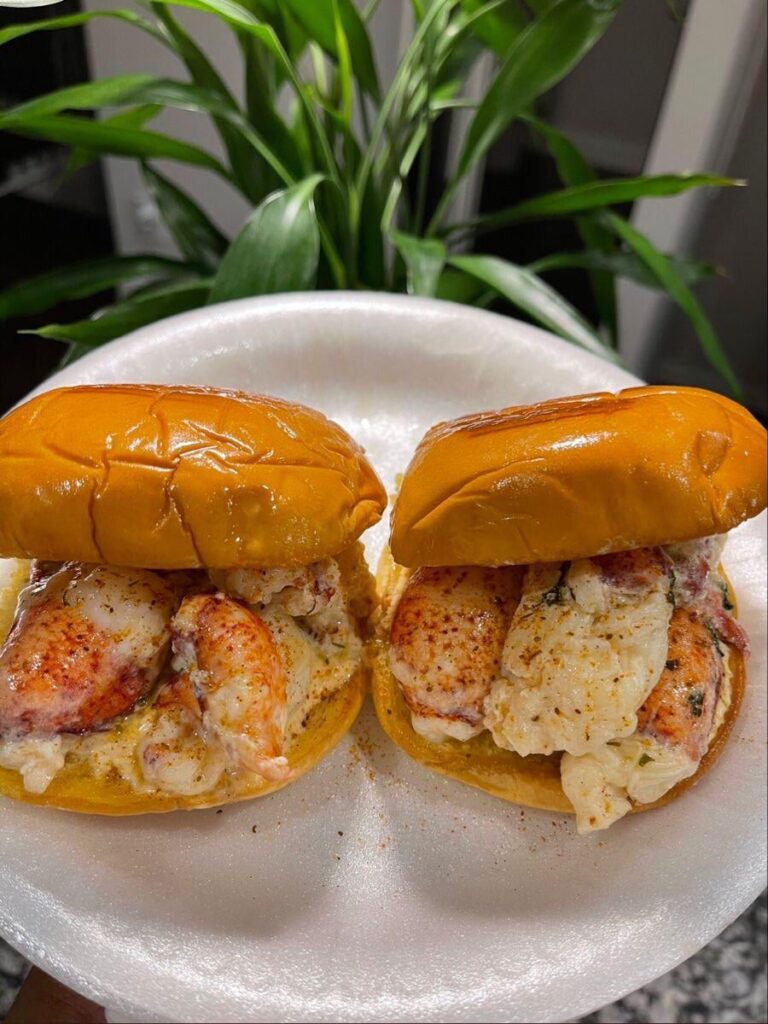 Homemade lobster burger