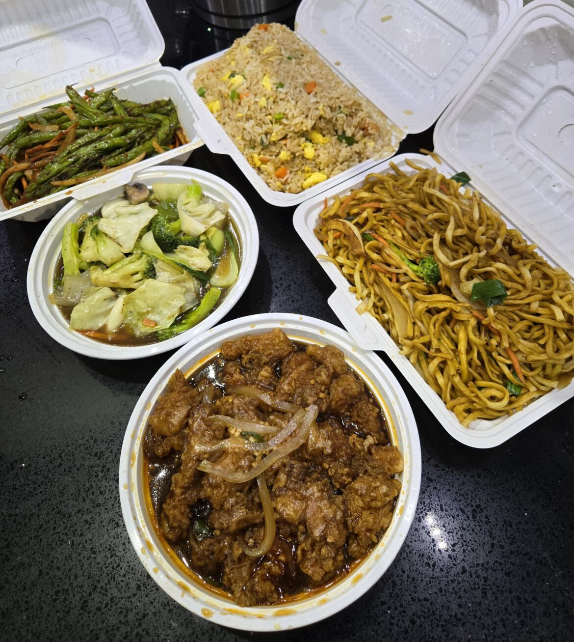 Hakka takeout feast from Wong's Asian Cuisine in Scarborough