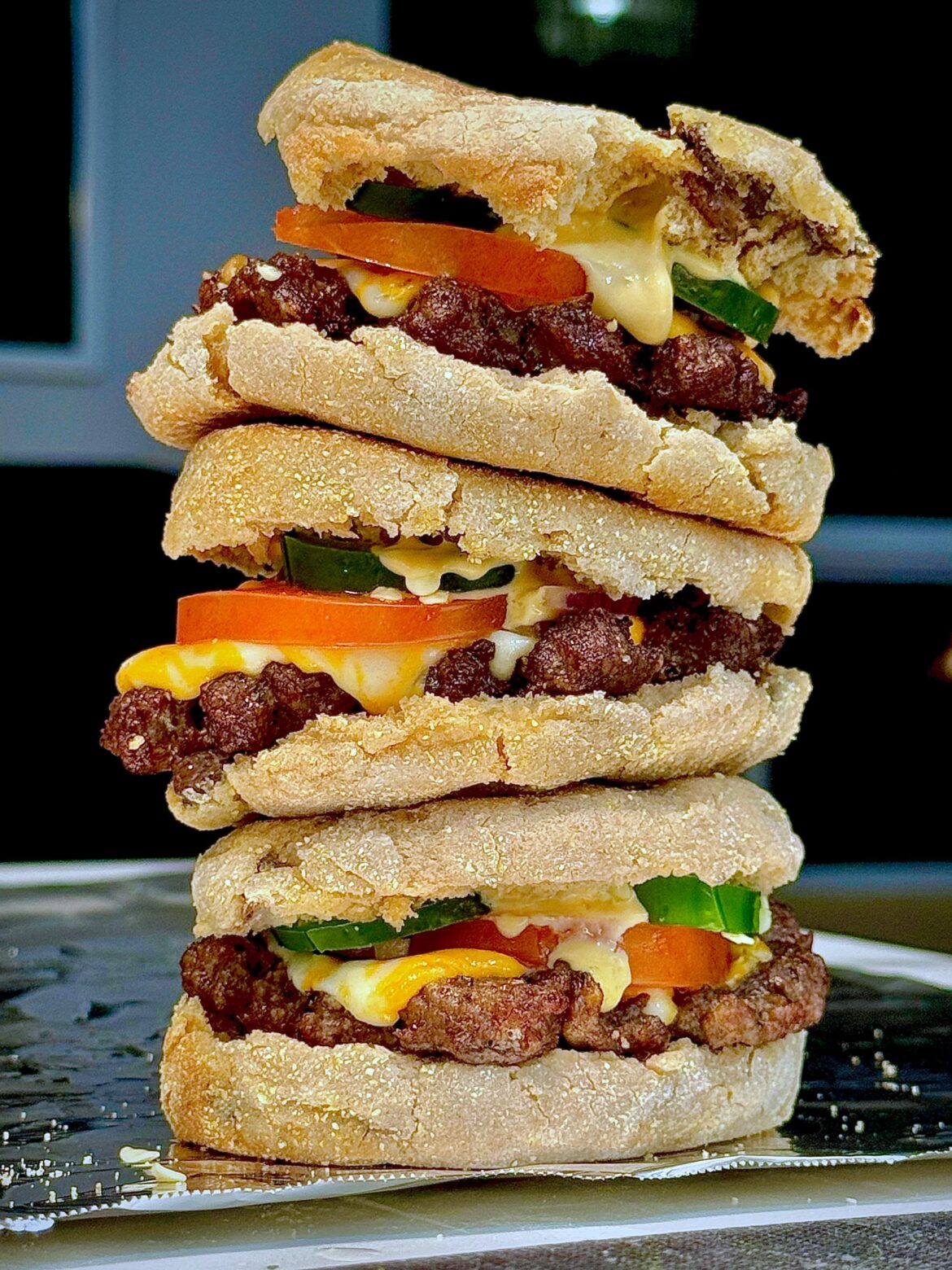 Triple stack with cinnamon raisin english muffins