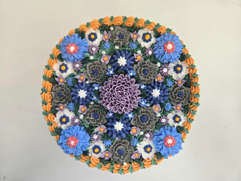 Floral cake for a 95th birthday