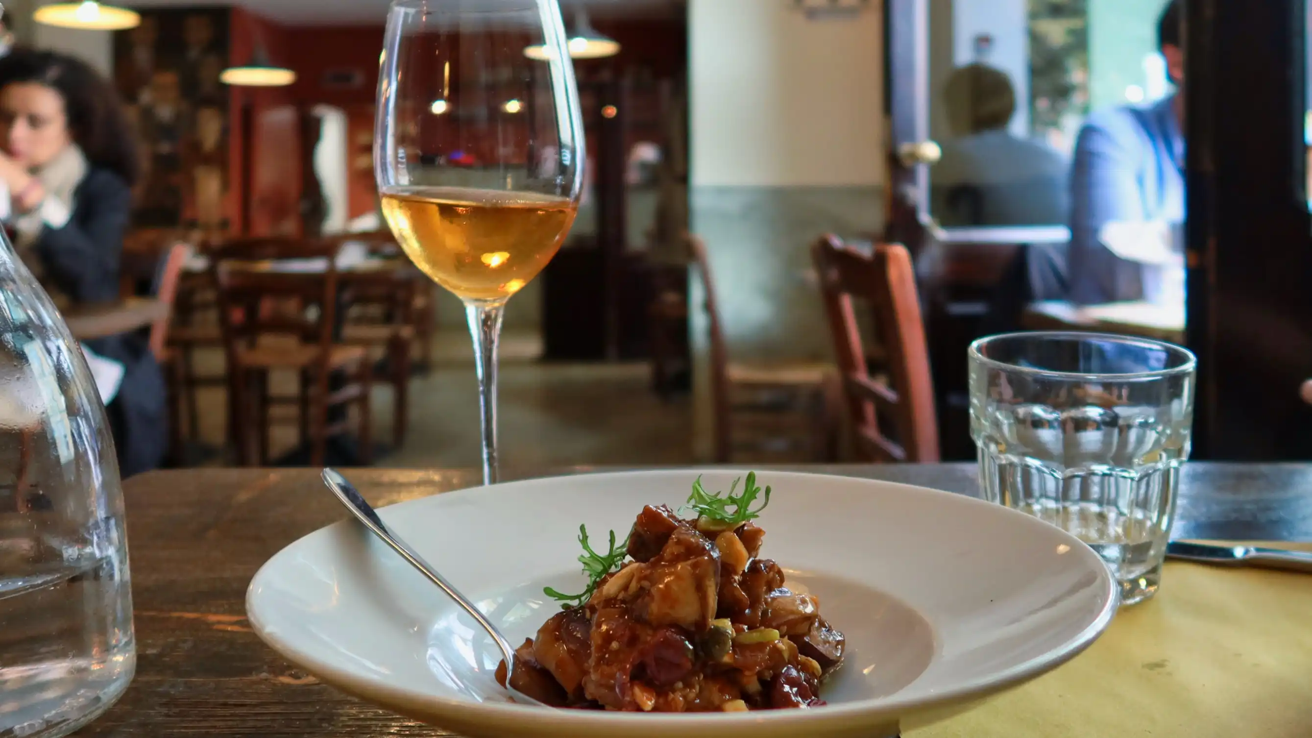 trattoria pennestri - caponata and wine
