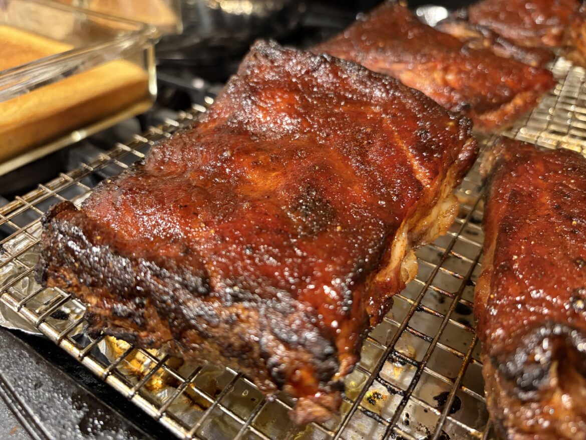 St. Louis cut finished with Rib Rack bourbon BBQ and vinegar