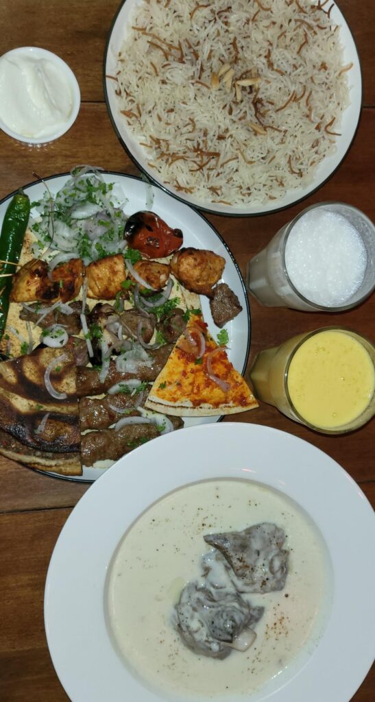 I had White Lentil Soup, Yogurt Rice, Grilled Platter, Ayran Yogurt and Mango Lassi for Breakfast