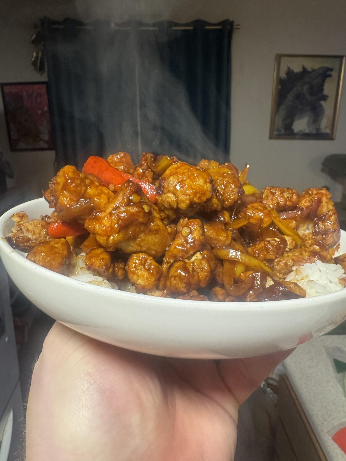 [homemade] Air fried general tso chicken thighs on rice