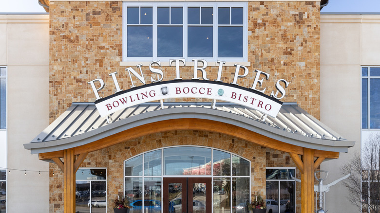 Exterior of a Pinstripes restaurant