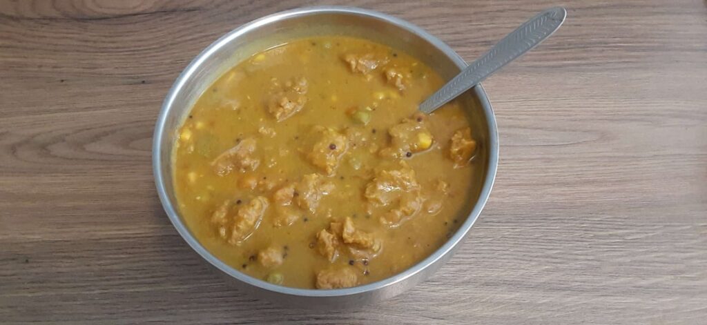 Spicy Split Pea Soup with Smoked Paprika Seitan