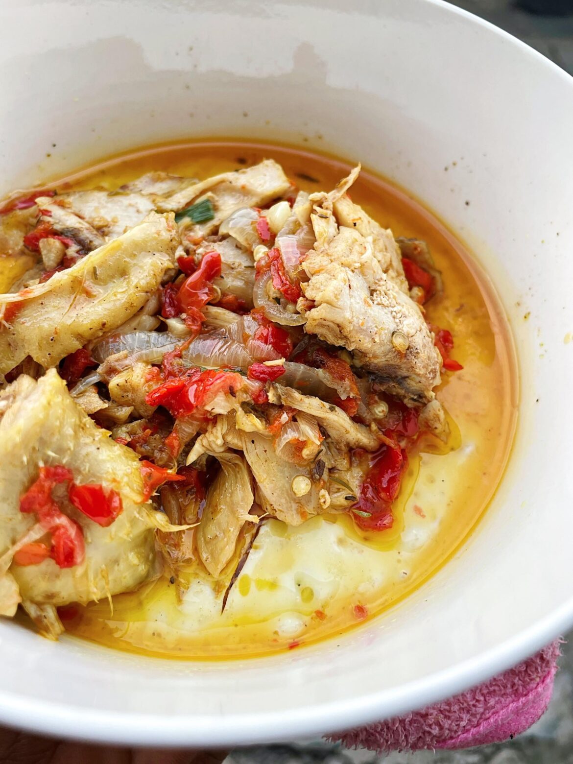 steamed egg with chicken pepper sauce😝