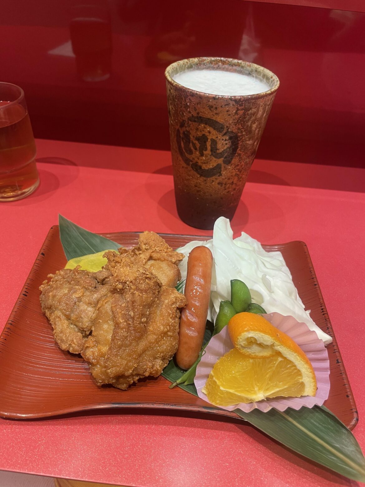 Karaage and beer at a local place in Japan 🍺