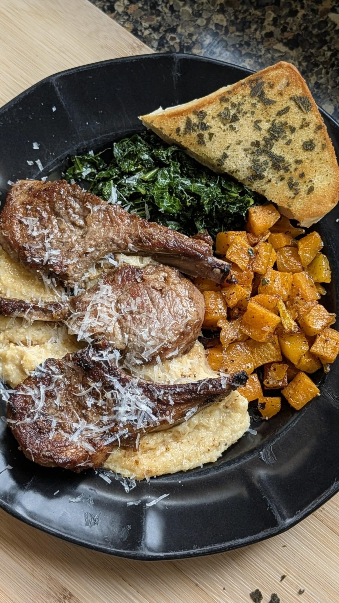 Seared Lamb Chops over Parmesan Polenta