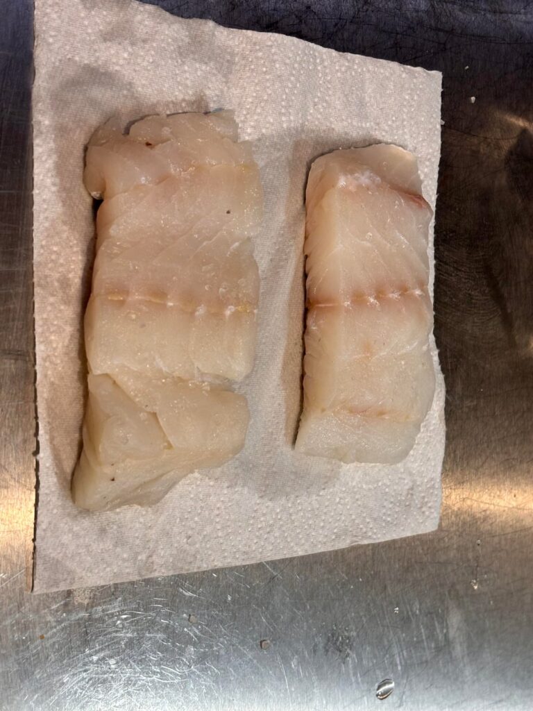 Norwegian (Skrei) Cod homemade tartare sauce, chips n peas