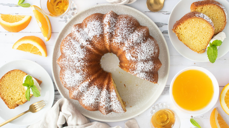 Bundt hangover cake on serving platter