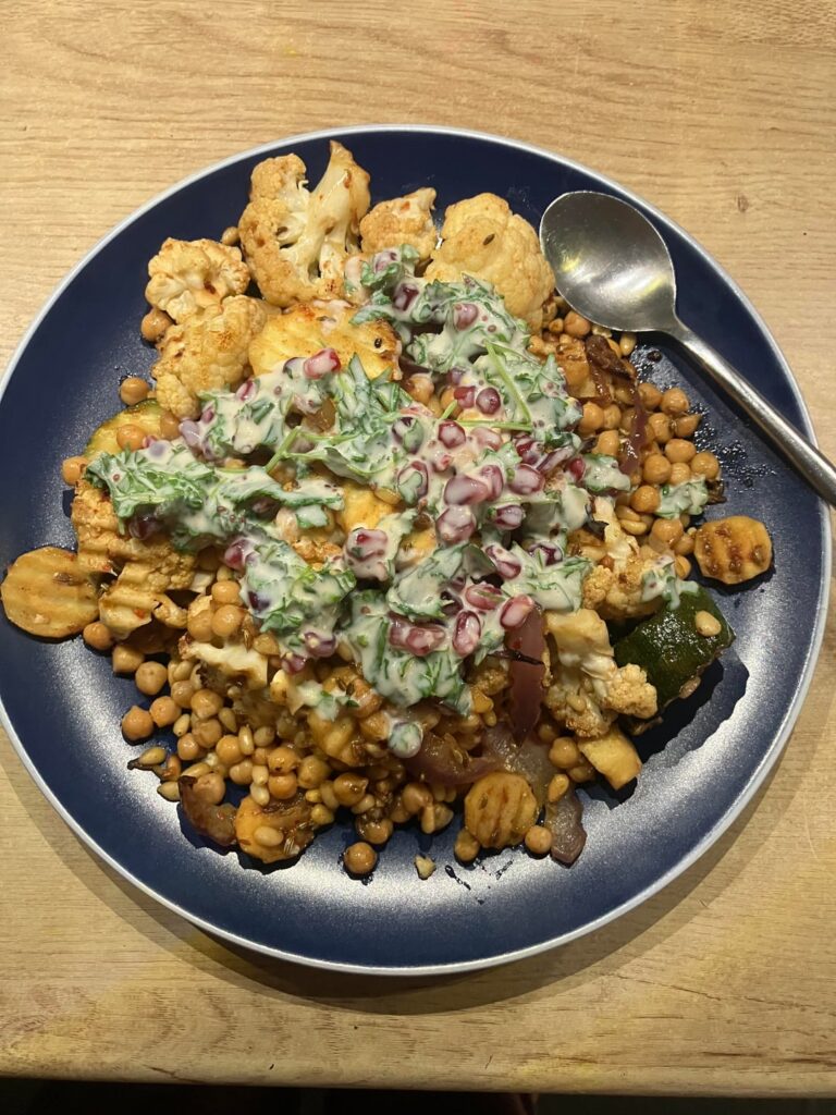 Spiced Cauliflower and Chickpea Bake