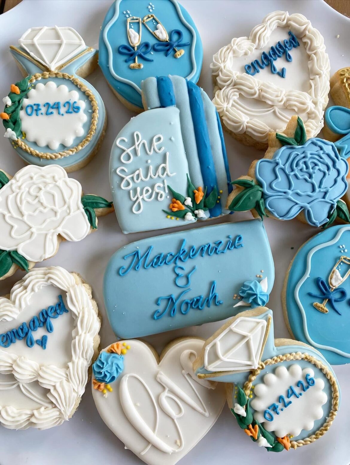 Custom engagement cookies by Rose and Sugar, the detail on these is unreal Custom engagement cookies by Rose and Sugar, the detail on these is unreal