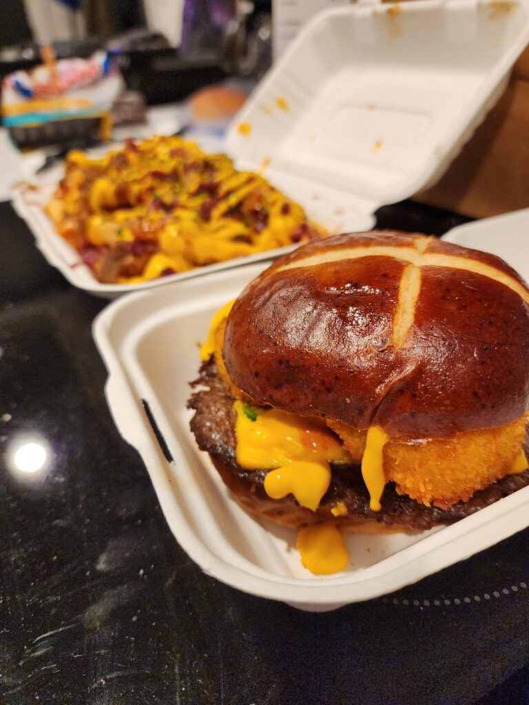 XSMASH and loaded fries from Halal Smash burger in Seattle